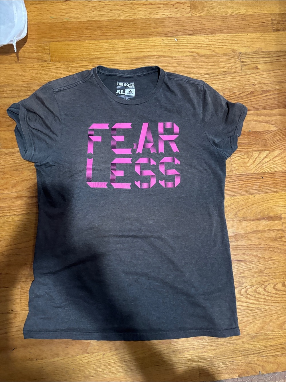 adidas Dark Gray Tee with Pink Logo